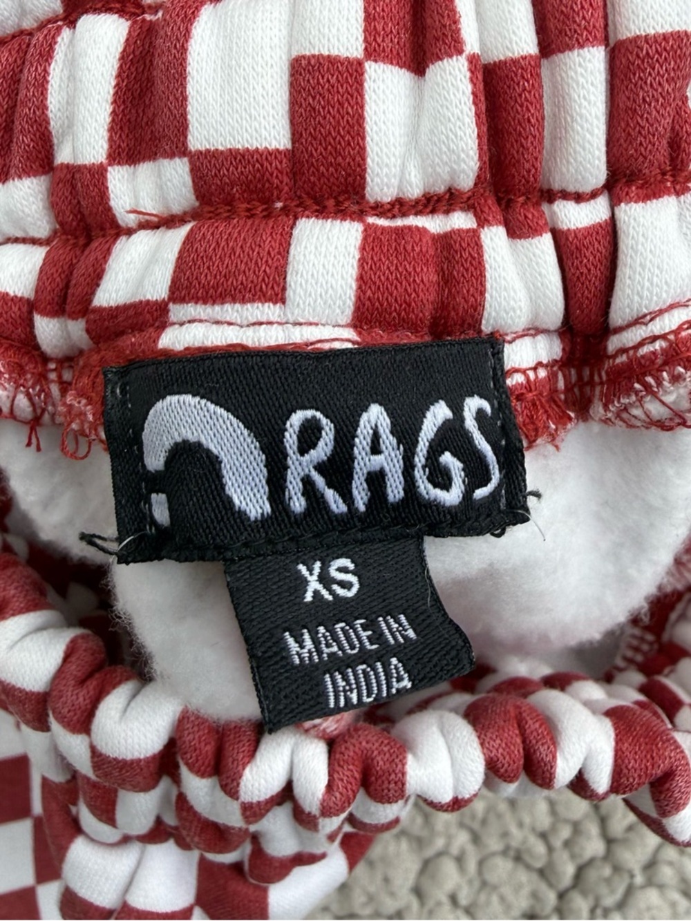 Rags apparel Red & White Checkered Joggers limited edition - Picture 4 of 5